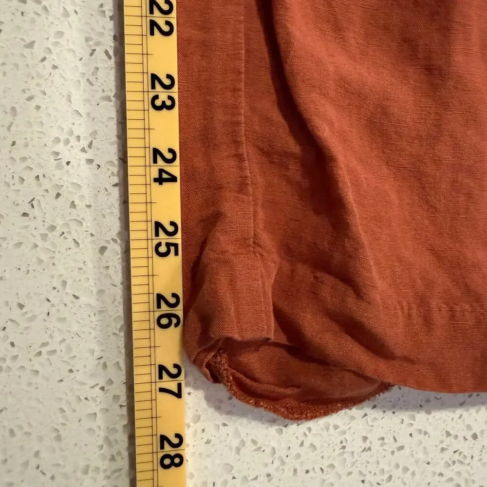 H&M Linen Blend Wide Leg Pull On Pants Rust Orange Relaxed Medium Resort Summer